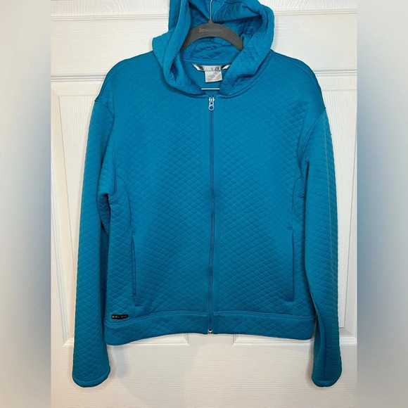 Nike Jackets & Blazers - Nike Dri Fit Women’s Zip Up Quilted Hooded Jacket Bright Blue Size Medium GUC